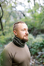 Флісова пов'язка Tribe Neck Warmer з затяжкою T-KF-0020 OS оливкова м'яка для зимових видів спорту