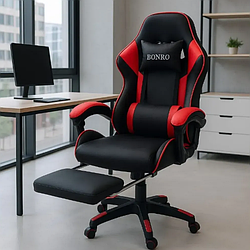 Крісло з регулюванням спинки В 945 з підставкою для ніг крісло для геймера комп'ютерне червоне