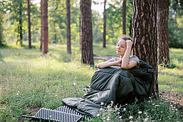 Спальний мішок Totem Fisherman XXL ковдра з капюшоном лівий оливковий 180+40/90 UTTS-013 літній