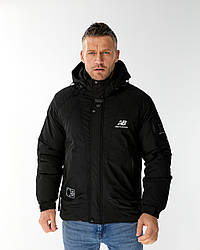 Чоловіча куртка New Balance спортивна утеплена зимова куртка Нью Баланс чорна з капюшоном