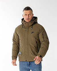 Чоловіча куртка Nike спортивна утеплена зимова куртка Найк коричнева з капюшоном