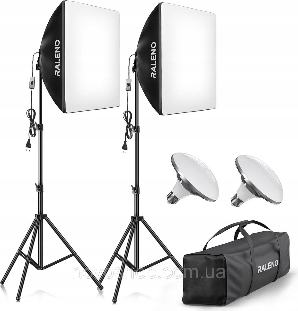 Набір освітлення Raleno PS70 Softbox 2 ПКС 50x50 см 50 Вт 5500K, фото 1