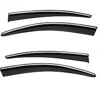 Дефлектори вікон (вітровики) з хром полосою Volkswagen Passat (B6) 2006-2010, 4шт, SunPlex, седан, на скотчі