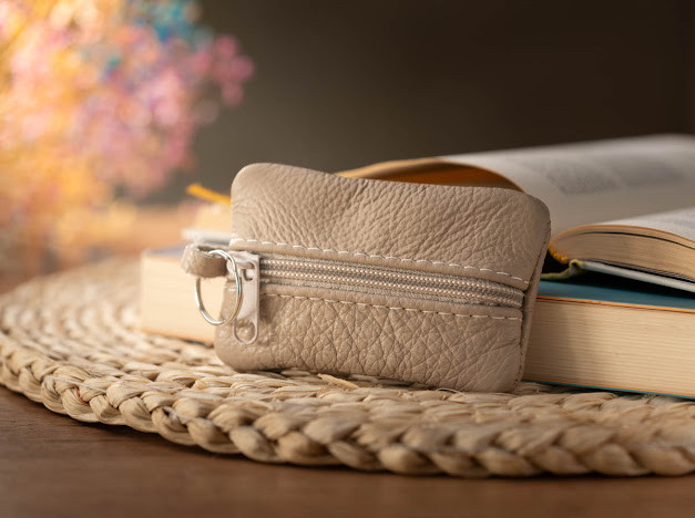 Ключниця шкіряна Бежева 7х10,5см, фото 1