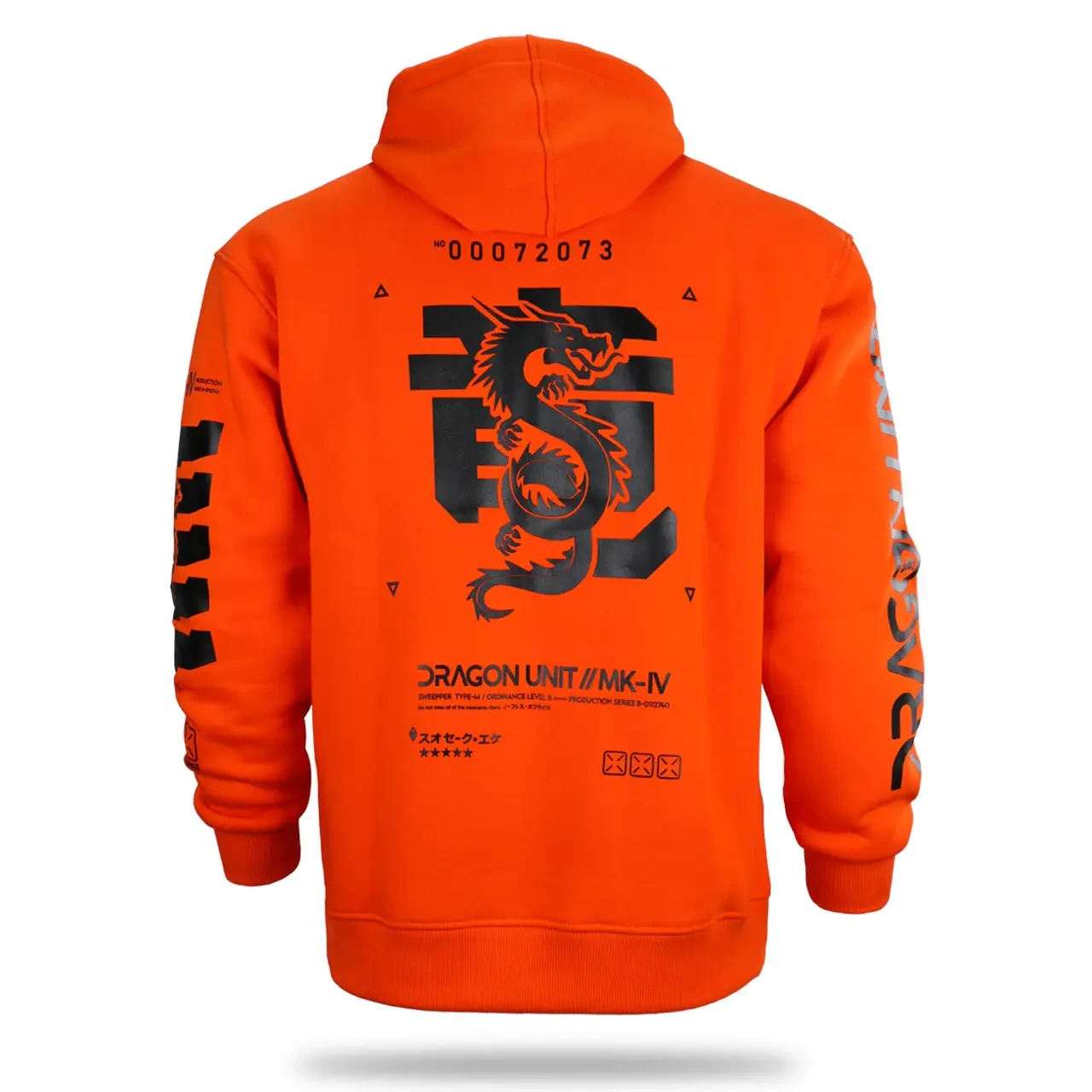 Худі Fabric of the Universe оранжева тепла м’яка якісна на флісі з принтом Dragon Unit MK-IV, фото 1