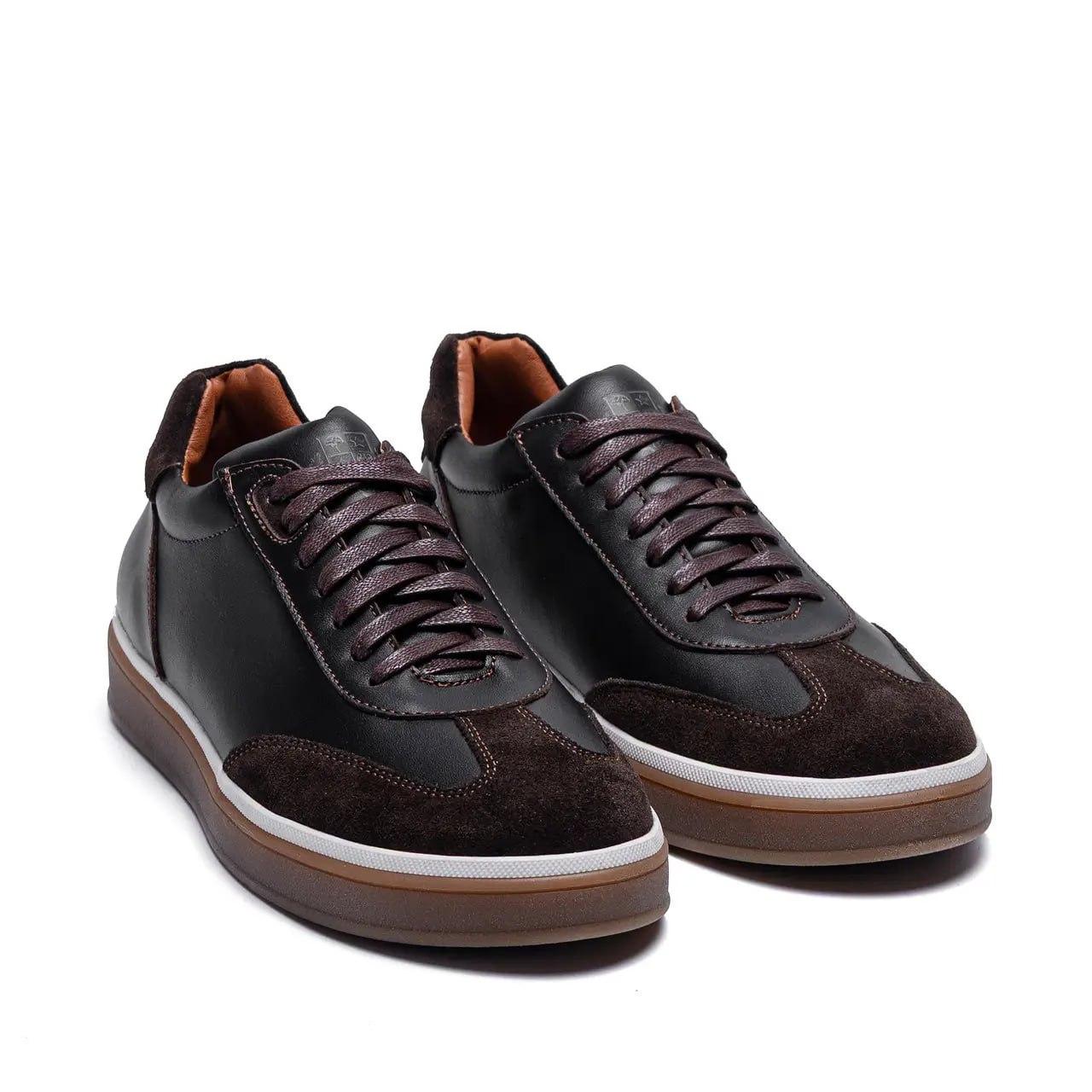 Чоловічі шкіряні кросівки — чорні з коричневим, весна/осінь, фото 1