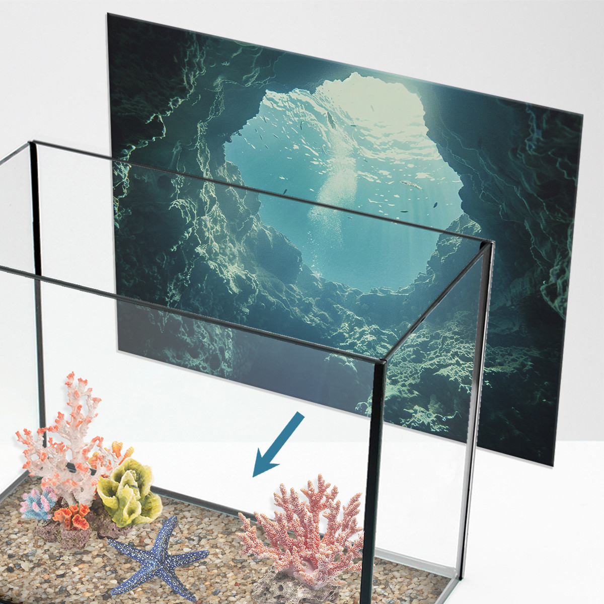 Наліпка для акваріума Печера під водою (400х650)