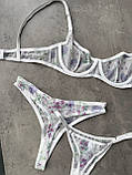 Базова жіноча білизна з ніжним принтом , ліф і дві пари трусиків, фото 10