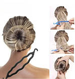 Набір інструментів для зачісок, тримачі, петлі, шпильки для плетіння кос і пучків, інструменти для плетіння Яскраво-рожевий, фото 4