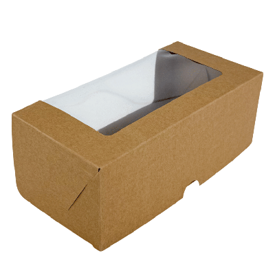 Коробка самозбірна крафт (без ламіниції) з вікном 180*90*70 мм (100шт)