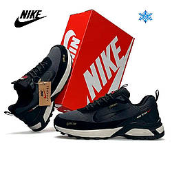 Чоловічі зимові кросівки Nike Rivah Fur Grey Black, черевики Найк спортивні текстиль на хутрі сірі. Чоловіче взуття