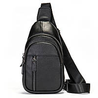 Чоловіча сумка через плече Lorian з двома відділеннями на блискавці з натуральної шкіри чорна LR 259145-black