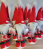 Новорічний яскравий декоративний ельф гном 75-80 см на довгих смугастих ніжках,  різдвяний український інтер'єрний гном, фото 7