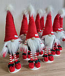 Новорічний яскравий декоративний ельф гном 75-80 см на довгих смугастих ніжках,  різдвяний український інтер'єрний гном, фото 9