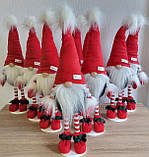 Новорічний яскравий декоративний ельф гном 55 см на довгих смугастих ніжках,  різдвяний український інтер'єрний гном, фото 9