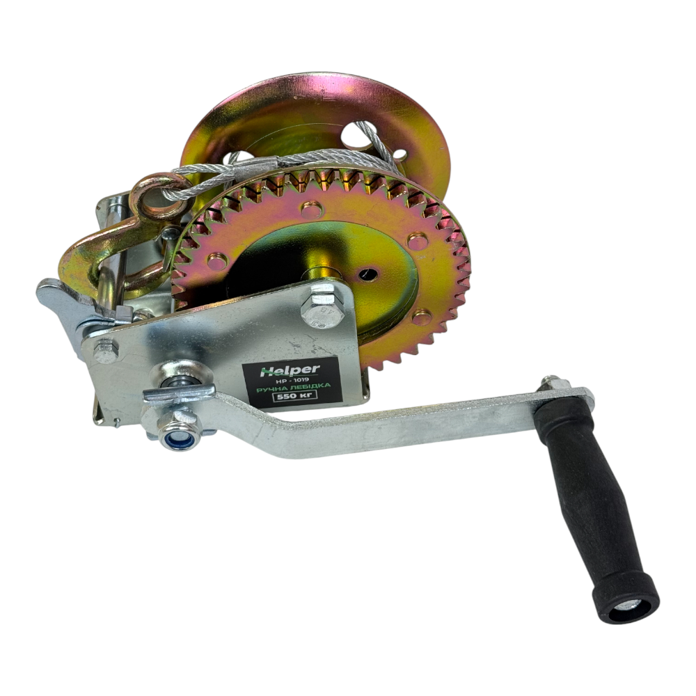 Тросова лебідка 550 кг Helper HP-1019 1200LBS барабанна лебідка важільна, фото 1