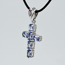 Танзаніт срібний хрестик, 0204ПТ