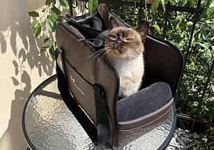 Сумка переноска для собак та котів Voyage Chocolate екошкіра S - 40х24х29см