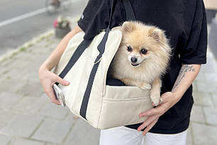 Сумка переноска для собак та котів Voyage Ivory екошкіра S - 40х24х29см