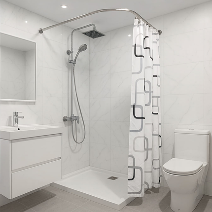 Карниз для ванної кутовий Artlend 100х100 см штанга для шторки у ванну Хром, фото 2