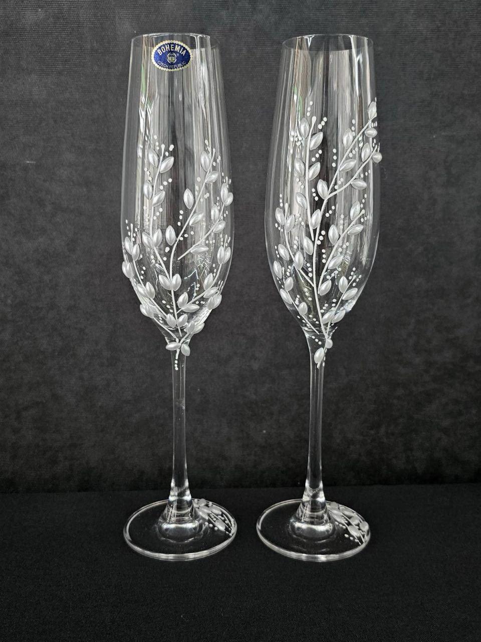 Весільні келихи Bohemia 2 шт Набір келихів для свята Келихи для молодих на весілля, фото 1