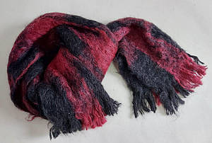 Мохеровий шарф бордового кольору (150*30 см)