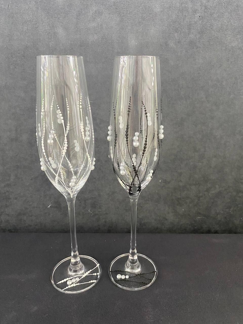 Весільні келихи Bohemia 2 шт Келихи для шампанського на весілля Набір весільних келихів, фото 1