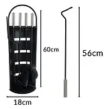 Набір аксесуарів для каміна Kaminer 25971 (5 в 1) — металева підставка, кочерга, совок, щітка, щипці, фото 3