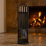 Набір аксесуарів для каміна Kaminer 25971 (5 в 1) — металева підставка, кочерга, совок, щітка, щипці, фото 7