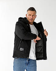 Чоловіча куртка Nike спортивна утеплена зимова куртка Найк чорна з капюшоном, фото 4
