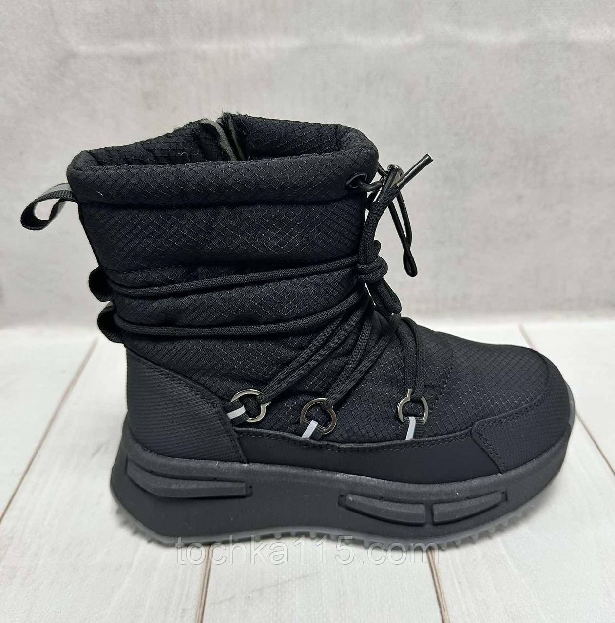 Дитячі підліткові зимові дутики на овчині Jong Golf чорні 32-365, фото 1