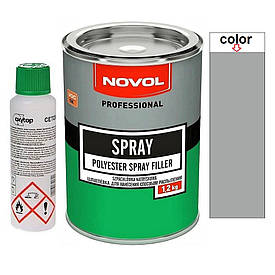 Рідка розпилюваєма дрібнозерниста шпаклівка Novol Spray Filler 1,2кг+50мл