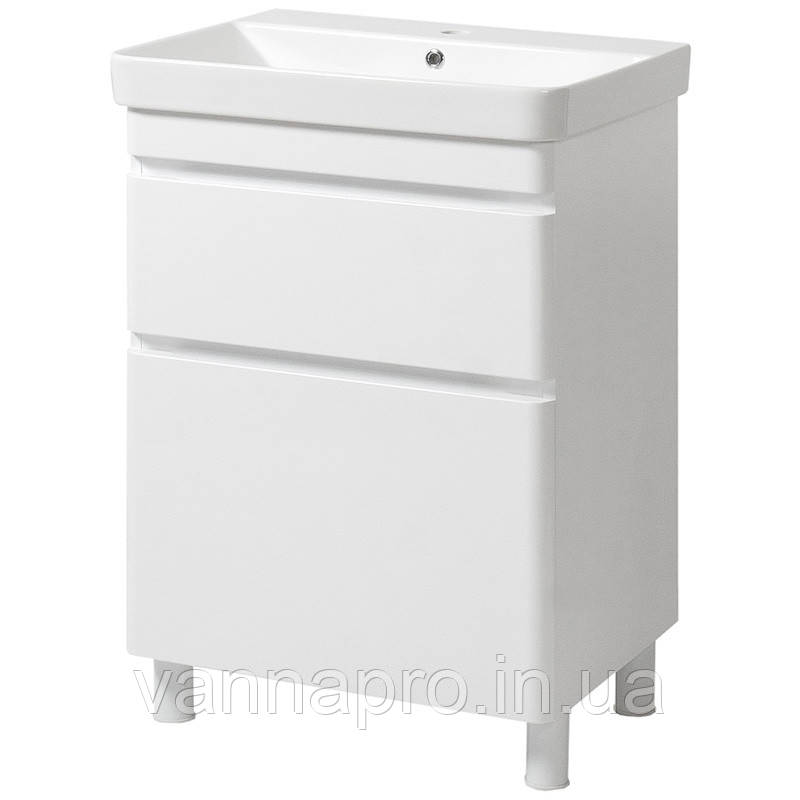 Тумба підлогова ЮВВІС Vivace ТНБ-2 Д біла глянцева з умивальником Vivace 50 см, фото 1