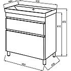 Тумба підлогова ЮВВІС Vivace ТНБ-2 Д біла глянцева з умивальником Vivace 50 см, фото 3