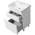 Тумба підлогова ЮВВІС Vivace ТНБ-2 Д біла глянцева з умивальником Vivace 50 см, фото 2