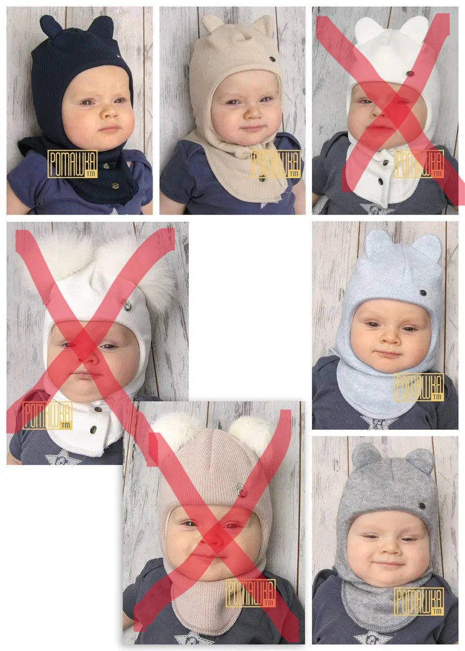 Термо зимова в'язана шапка шолом труба балаклава капор для новонароджених малюків дитяча на кнопках 7076
