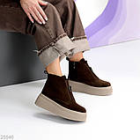 Жіночі зимові черевики натуральні, жіночі зимові хайтопи на високій підошві, зимові жіночі черевики на високій підошві, фото 2