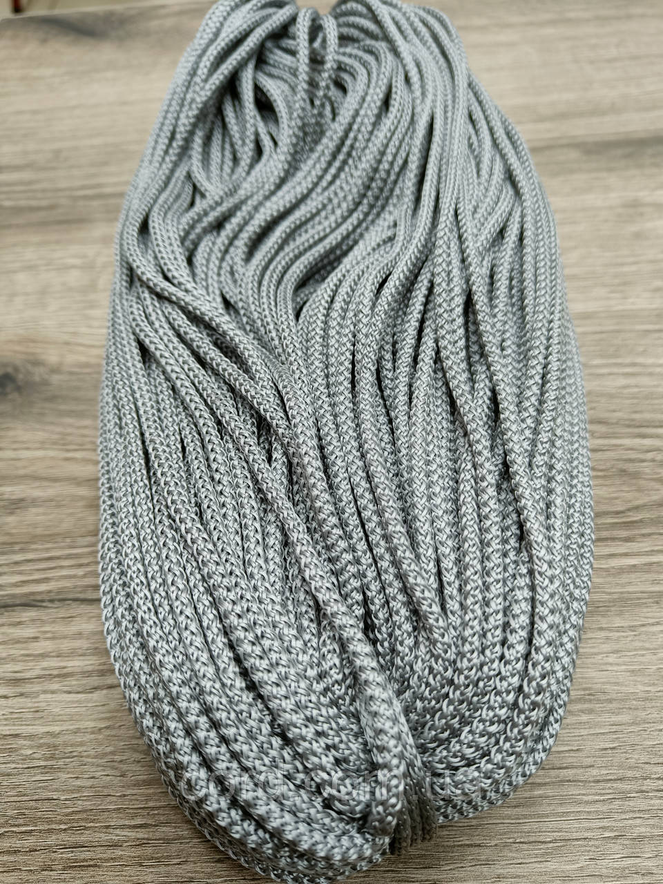 Шнур круглий поліпропілен 5мм світло-сірий моток 100м, фото 1