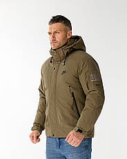 Чоловіча куртка Nike спортивна утеплена зимова куртка Найк коричнева з капюшоном, фото 3