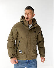 Чоловіча куртка Nike спортивна утеплена зимова куртка Найк коричнева з капюшоном, фото 2