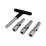 Набір ключів до свічок розжарювання Т під вороток з квадратом 3/8" головки карданні М8/10/ М12мм 4 елементи Yato YT-05347, фото 2