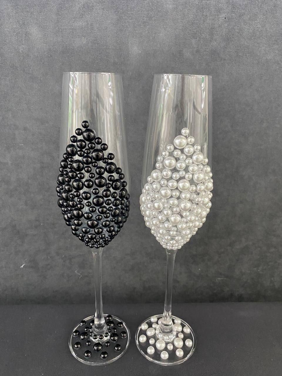 Весільні келихи Bohemia 2 шт Келих нареченого і нареченої Фужери на весілля для нареченого і нареченої, фото 1