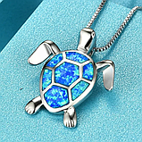 Кулон черепаха підвіска у вигляді голубої черепахи з кристалом, фото 2