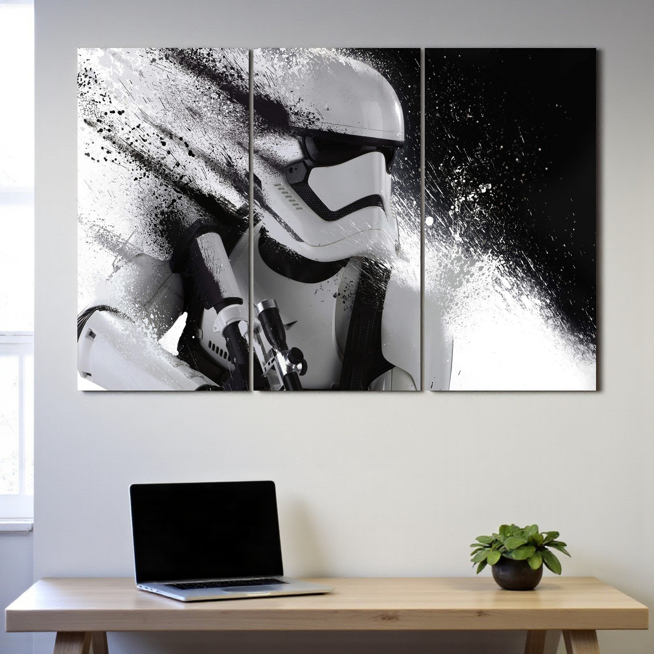 Модульна картина «Star Wars Stormtrooper» Зоряні війни Штурмовик Друк на полотні Подарунок для фаната 90х60 з 3-х частин, фото 1