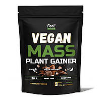 Рослинний веганський гейнер для набору маси Feel Power - Plant Vegan MASS Gainer 1500 г (Натуральний шоколад)