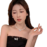 Кольє з перлинами перлами і блискучий бант намисто з великим бантом, фото 9