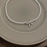 Кольє з перлинами перлами і блискучий бант намисто з великим бантом, фото 6