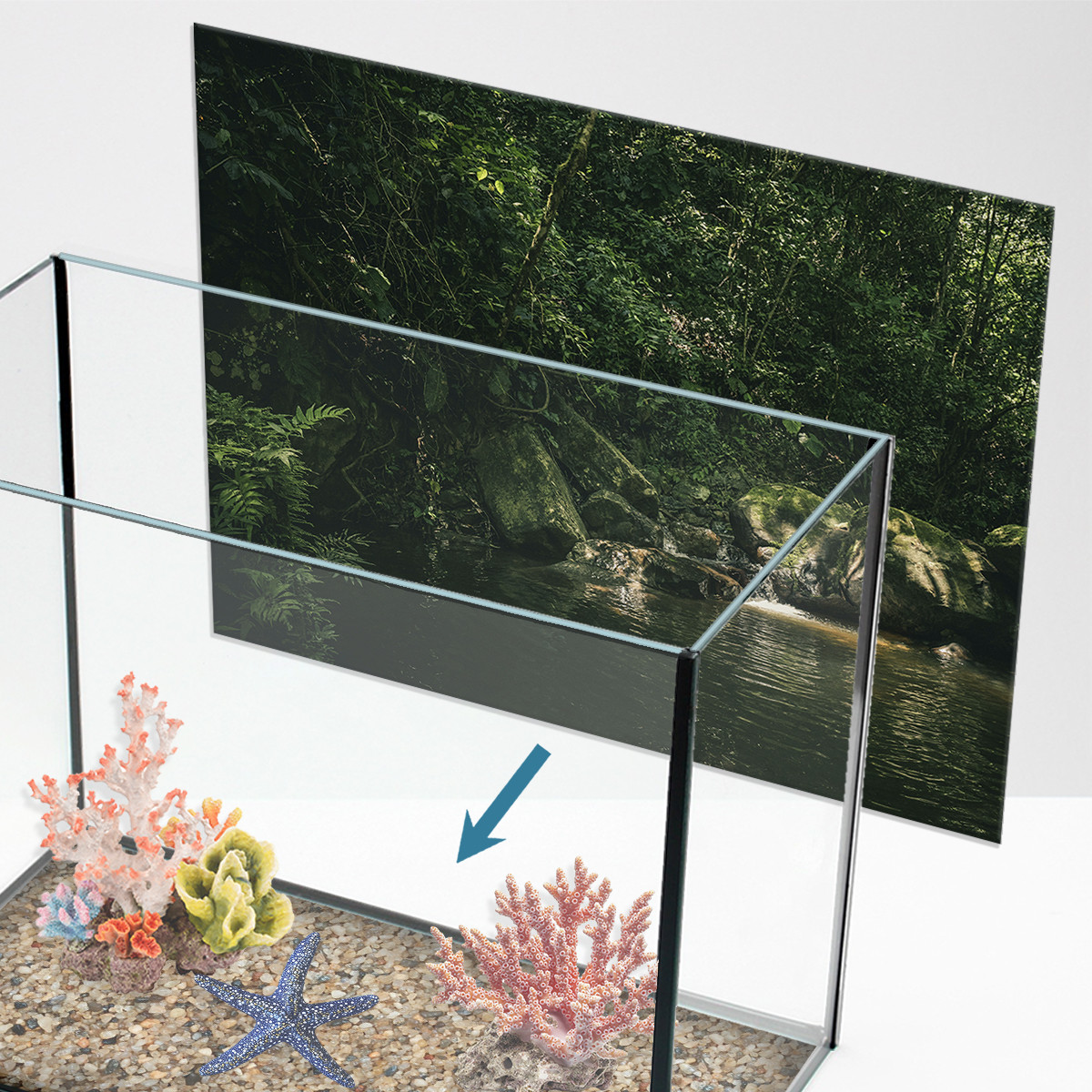 Наліпка для тераріума Ліс з камінням та водою (400х650)