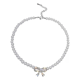 Кольє з перлинами перлами і блискучий бант намисто з великим бантом, фото 4