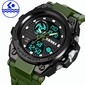Годинник для військових водонепроникний і протиударний Skmei Army Green, чоловічий наручний тактичний годинник